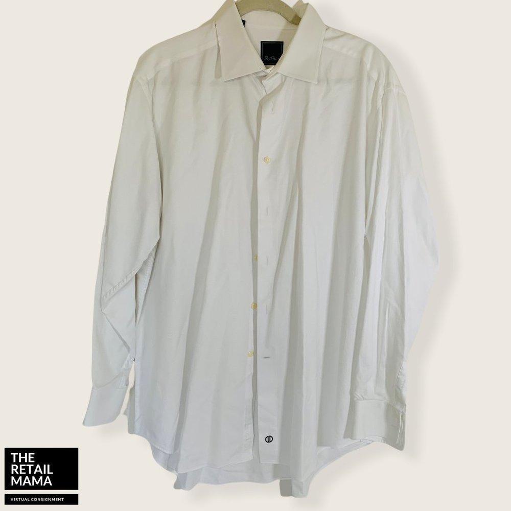 David Donahue Mens White Button Down Shirt